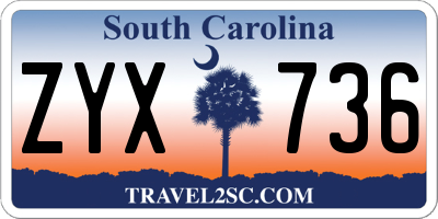 SC license plate ZYX736