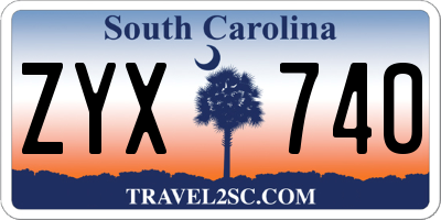 SC license plate ZYX740