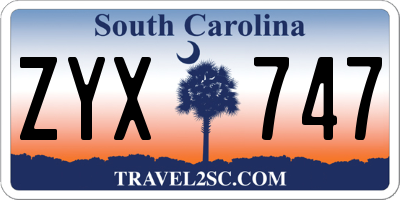 SC license plate ZYX747