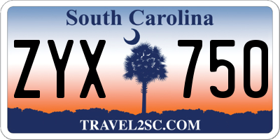 SC license plate ZYX750