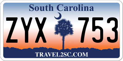 SC license plate ZYX753
