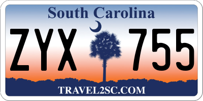 SC license plate ZYX755