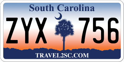 SC license plate ZYX756