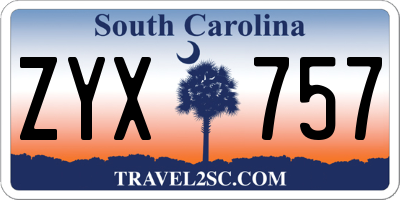 SC license plate ZYX757