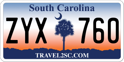 SC license plate ZYX760