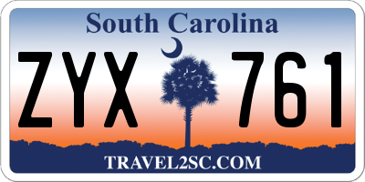 SC license plate ZYX761