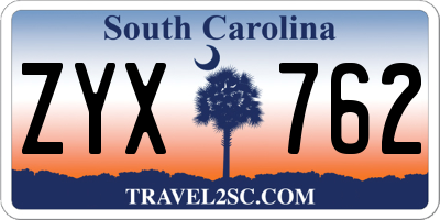 SC license plate ZYX762
