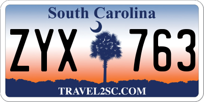 SC license plate ZYX763