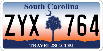 SC license plate ZYX764