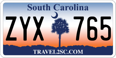 SC license plate ZYX765