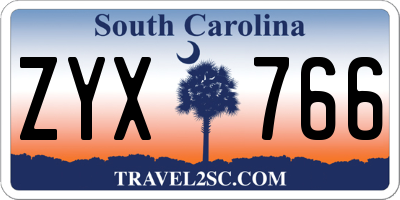 SC license plate ZYX766