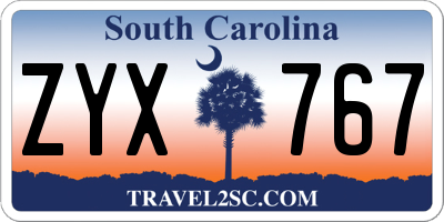 SC license plate ZYX767