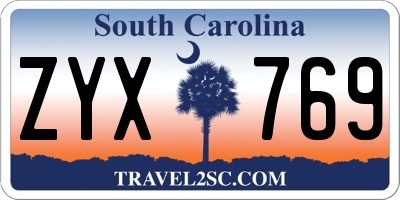 SC license plate ZYX769
