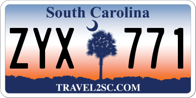 SC license plate ZYX771