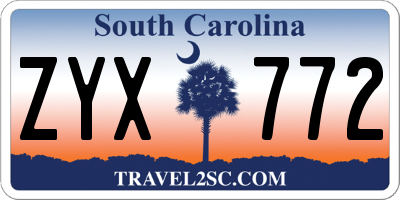 SC license plate ZYX772
