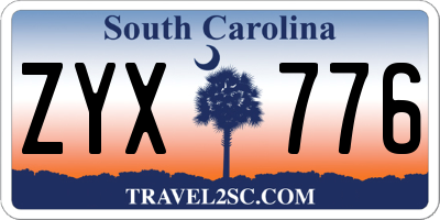 SC license plate ZYX776