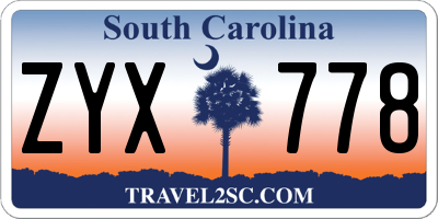 SC license plate ZYX778
