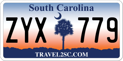 SC license plate ZYX779