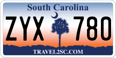 SC license plate ZYX780