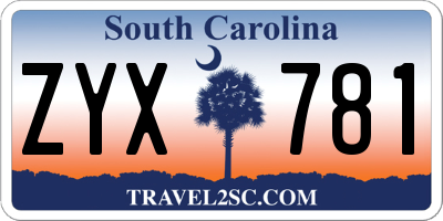 SC license plate ZYX781