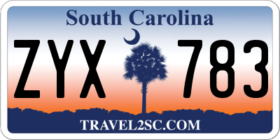 SC license plate ZYX783