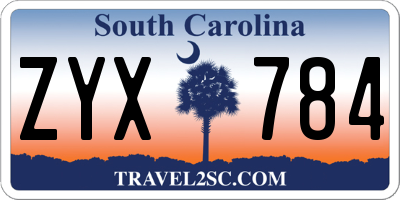 SC license plate ZYX784