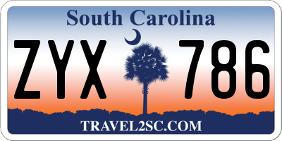 SC license plate ZYX786