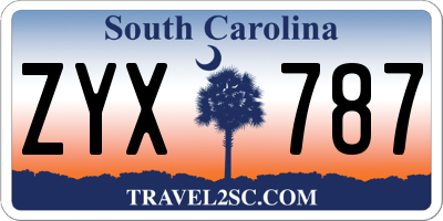 SC license plate ZYX787