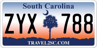 SC license plate ZYX788