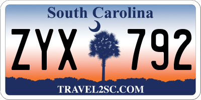 SC license plate ZYX792