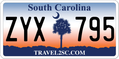 SC license plate ZYX795