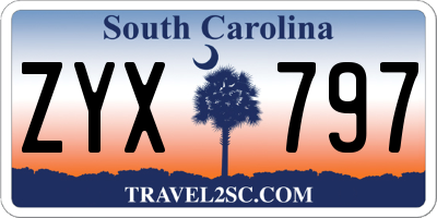 SC license plate ZYX797