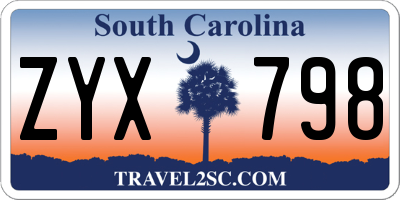 SC license plate ZYX798