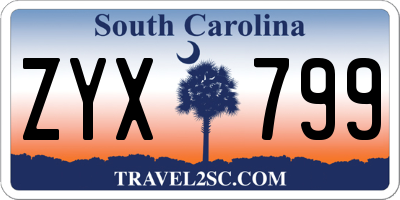 SC license plate ZYX799