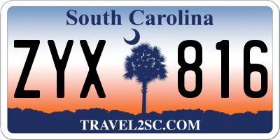 SC license plate ZYX816