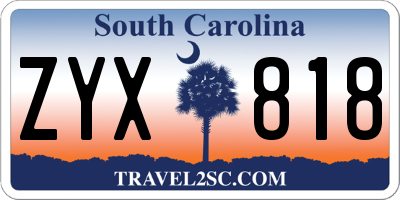 SC license plate ZYX818