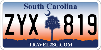 SC license plate ZYX819