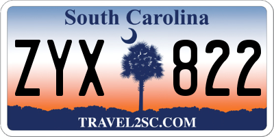 SC license plate ZYX822