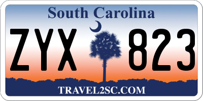 SC license plate ZYX823