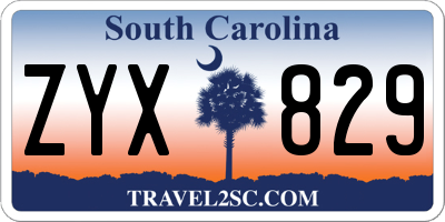 SC license plate ZYX829
