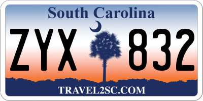 SC license plate ZYX832