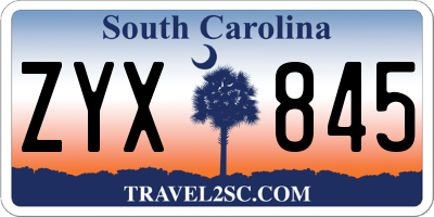 SC license plate ZYX845