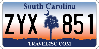 SC license plate ZYX851
