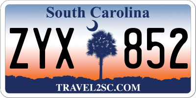 SC license plate ZYX852