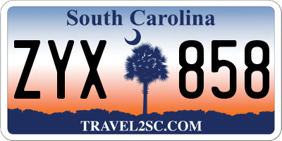 SC license plate ZYX858