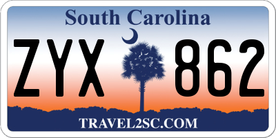 SC license plate ZYX862