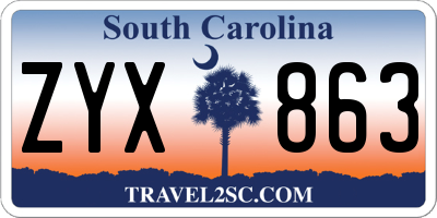 SC license plate ZYX863