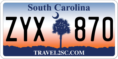 SC license plate ZYX870