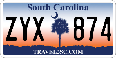 SC license plate ZYX874