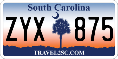 SC license plate ZYX875